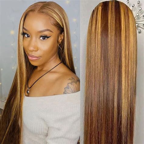 Hd Lace Piano Color Highlight Wig Bone Straight Lace Front Wig