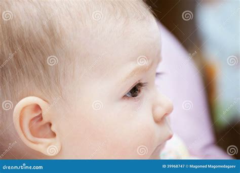 Baby Face Closeup Sideview Stock Image Image Of Baby 39968747