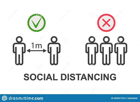 Social Distancing Icon Keep The 2 Meter Distance Avoid Crowds