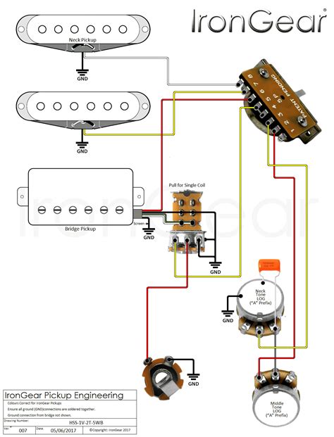 Make sure all metal is properly grounded. Hss Wiring Diagram Coil Split 1 Volume 2 Tones