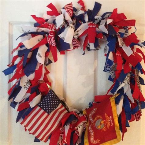 Easy To Make Patriotic Wreath Made Out Of Bandana Scraps
