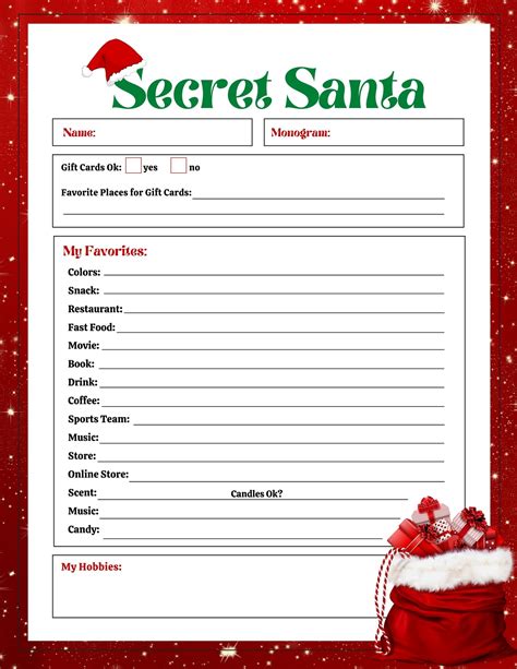 Secret Santa T List Printable
