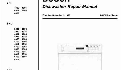Bosch SHI SHU SHV Dishwasher Service Manual - Download Service Manual