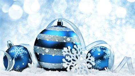 Blue Christmas Ornaments Ribbon Silver Snowflake 4k 5k Hd Snowflake