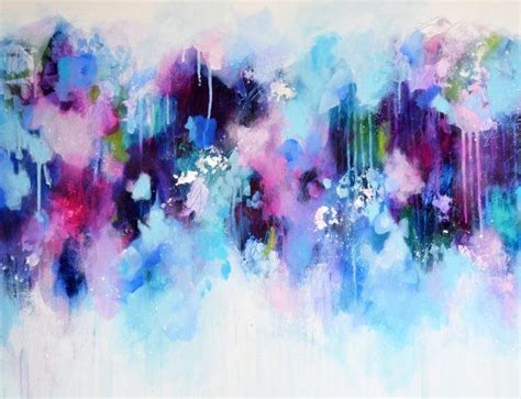Large Canvas Art Wall Art Pink And Blue Abstract By Tamarrisart Floral