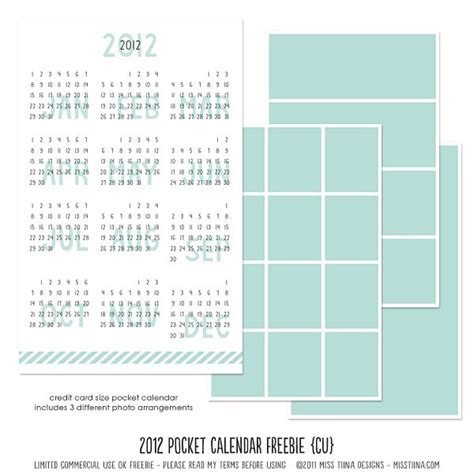 Free Printable 2012 Pocket Calendar Templates Printable Free