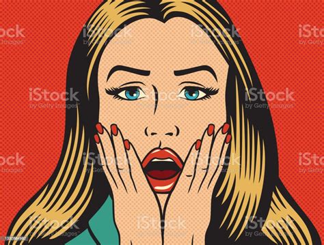 Pop Art Surprised Woman Face Stock Illustration Download Image Now Women Cartoon Retro