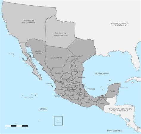 Political Divisions Of Mexico 1824 Location Map Scheme Coahuila Y