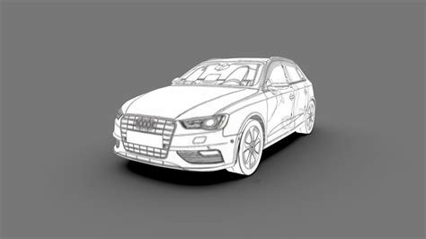 Audi A3 Sportback 3d Blueprint Buy Royalty Free 3d Model By Jose