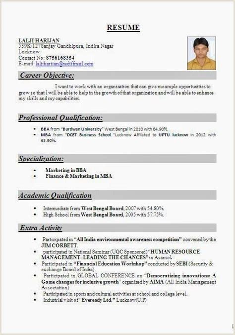 Resume Format For Freshers In India Fresher Resume Template 50 Free