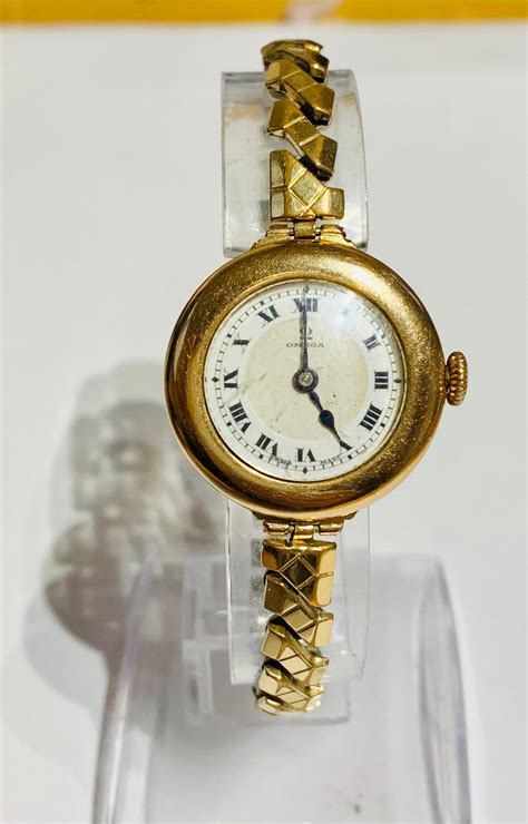 Superb Antique 9ct Gold Cased Omega Ladies Wristwatch In Full Working