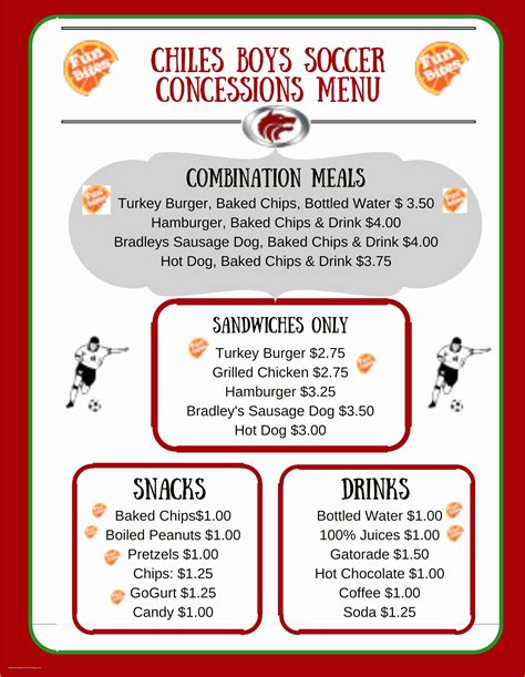 Printable Free Concession Stand Menu Template Word