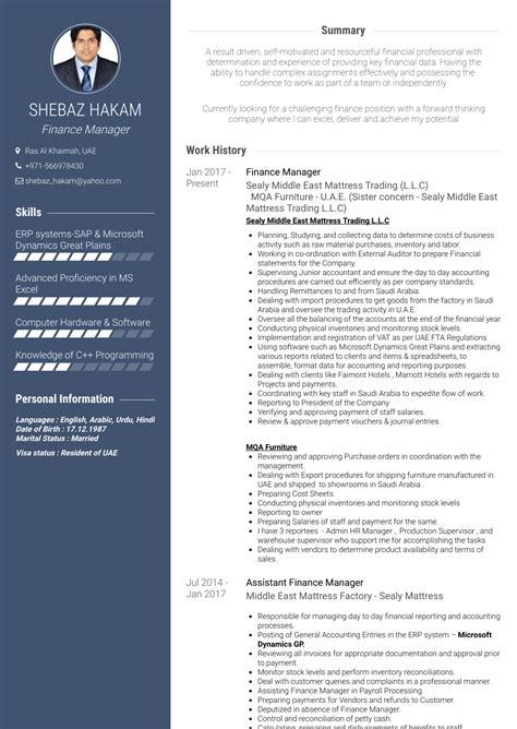 Assistant manager finance resume format. Finance Manager - Resume Samples and Templates | VisualCV