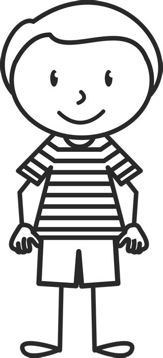 Little Boy With Striped Shirt Stamp Stick Figure Stamps