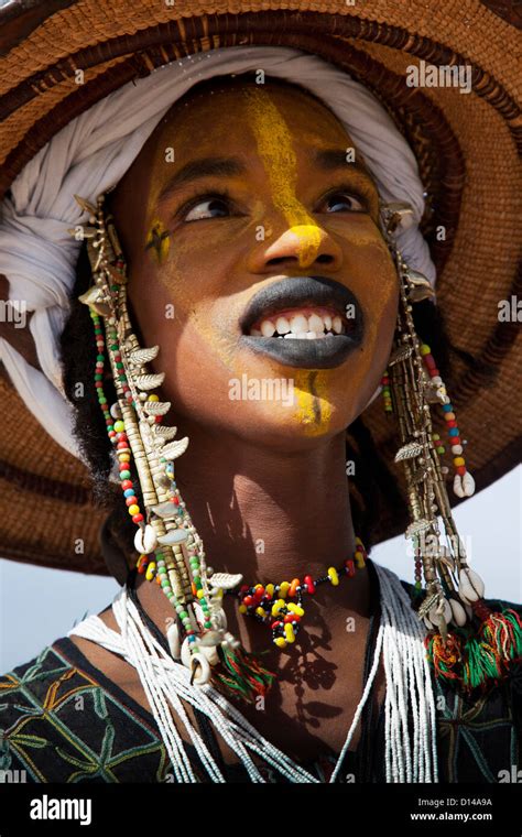 Portarait Of A Wodaabebororo Man Made Up For The Annual Nomadic