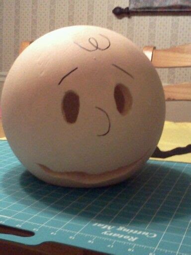 Cool Charlie Brown Halloween Mask Made Out Of Styrofoam Sphere Halves