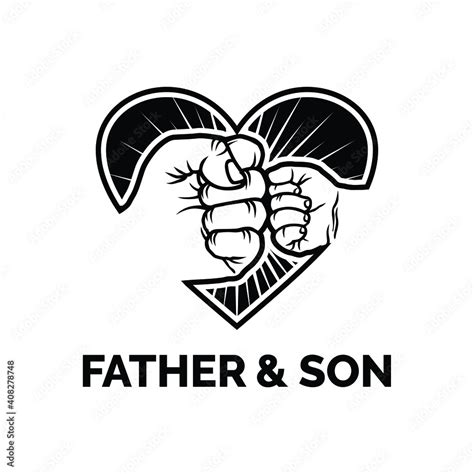 Hand Fist Love Father And Son Logo Design Inspiration Stock Vector