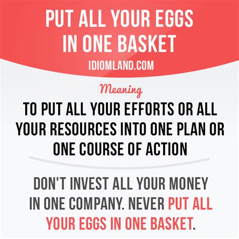 Idiom Land — Put All Your Eggs In One Basket Means To Put