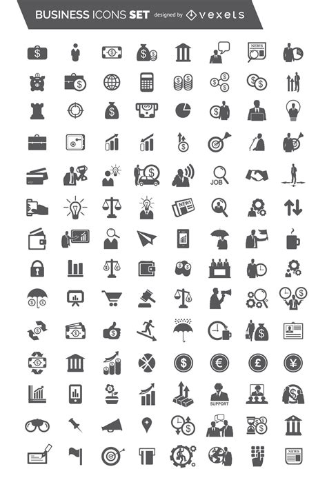 104 Flat Business Icon Set Vector Download