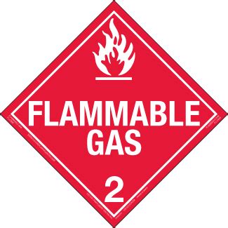 Hazard Class Flammable Gas Permanent Self Stick Vinyl Worded