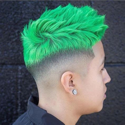 Neon Green Mens Hair Color Idea Boys Colored Hair Green Hair Men