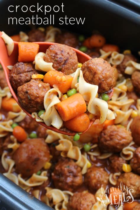 Place the lid on and cook on low for about 5 to 6 hours, until chicken shreds with a fork. EASY CROCK POT MEATBALL STEW - Maria's Mixing Bowl