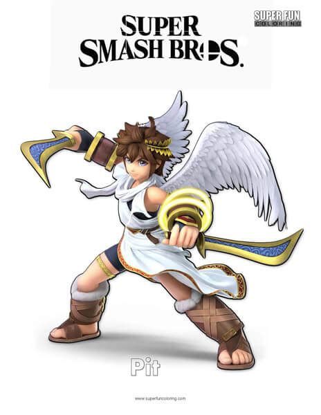 Pit Super Smash Brothers Coloring Page Super Fun Coloring