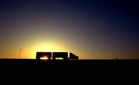 Semi Trucks Sunset Sky 1