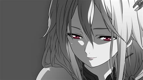 Gray Long Hair Red Eyes Smiling Simple Background Anime