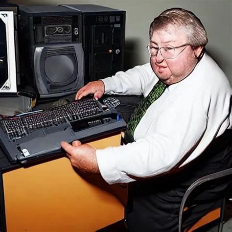 old fat computer technician with vodka openart