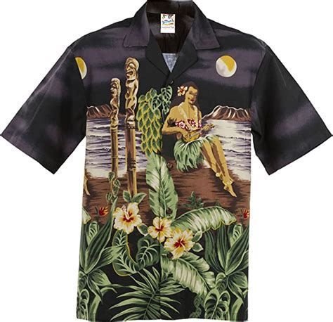 Amazon Com Hula Girl Hawaiian Aloha Shirt Made In Hawaii Clothing