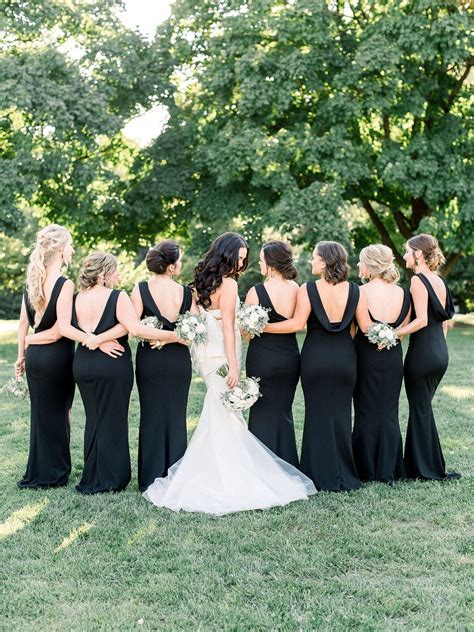 Long Black Bridesmaids Dresses With Scoop Back Detail Perfect For A