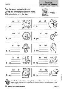 Expose them to beginning blends such as fl, sl, cl, gl, and bl. Phonics: Final Consonant Blends Worksheet for 1st - 2nd Grade | Lesson Planet