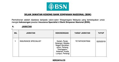 Jobs now available in melaka. Jawatan Kosong Terkini Bank Simpanan Nasional (BSN ...