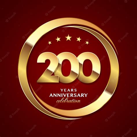 Premium Vector 200th Anniversary Logo Design With Shiny Gold Ring