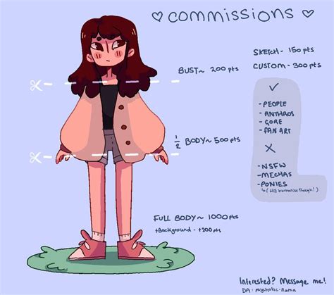 Commission Sheet By Kimchirii On Deviantart Art Pricing Art Reference Drawing Commissions