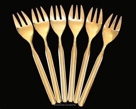 6x Hanseat Cake Forks 24k Gold Plated Design By August Etsy Cake Fork