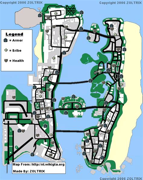 Grand Theft Auto Vice City Stories Healtharmorpolice Bribe Map Map