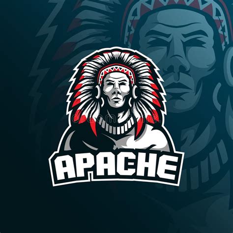 Projeto Do Logotipo Da Mascote Do Vetor De Apache Do Tribo Com Estilo