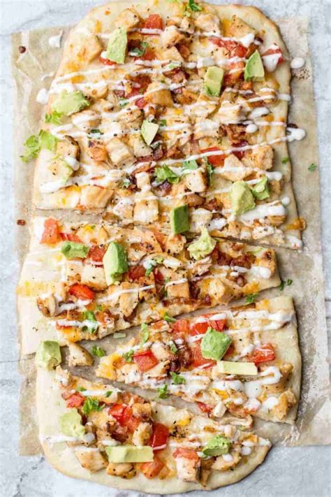 I love a nice homemade flatbread or pizza dough with yeast, but all that rising means that you need to plan at least a couple hours in advance. Avocado Chicken Flatbread Pizza - Valentina's Corner