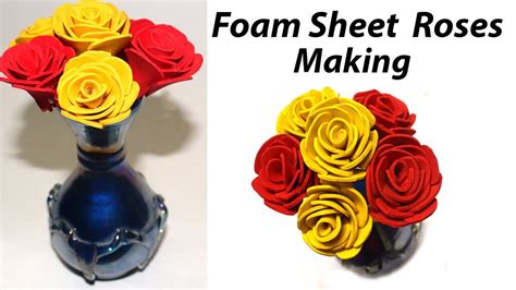 How To Make Foam Sheet Roses Step By Step Foam Sheet Craft Ideas