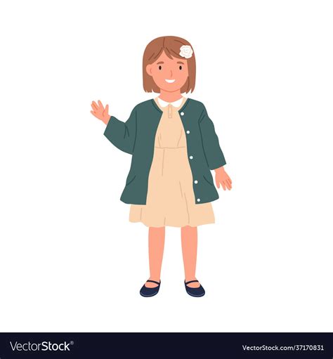 Happy Child Waving With Hand And Saying Hello Hi Vector Image