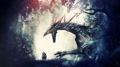 Wallpaper Forest Video Games Fantasy Art Knight Artwork Dragon