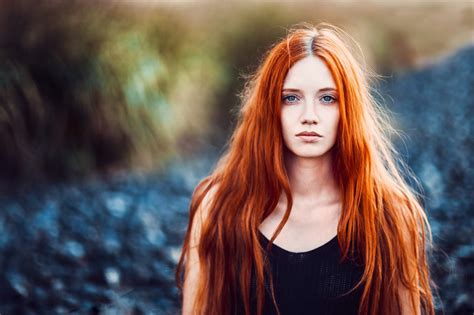 Wallpaper Face Women Outdoors Redhead Model Depth Of Field Long