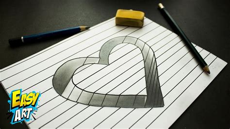Como Dibujar Un Corazon En 3d How To Draw Heart 3d Dibujos 3d