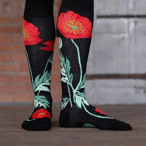 Bold Poppies Knee High Socks Poppies Flowers Kneehighsocks Womens