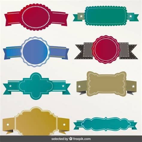 Free Vector Colorful Labels With Ribbons