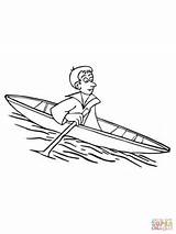 Canoe Coloring Floating Drawing Printable Paddle Rowing Paddling Supercoloring Categories sketch template