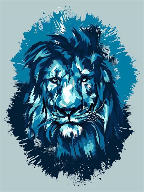 Blue Lion Head Vector Illustration 14994014 Vector Art At Vecteezy