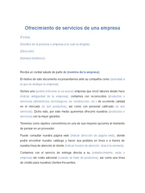 Carta Ofrecimiento Servicio Empresa